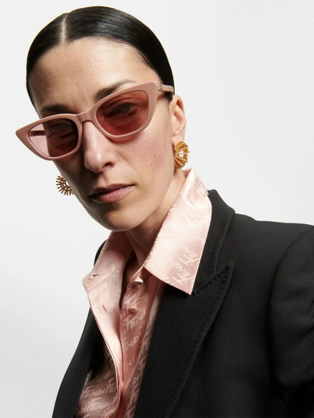 FENDI FE40089I 72U SHINY PINK PINK MIRROR CAT EYE SUNGLASSES